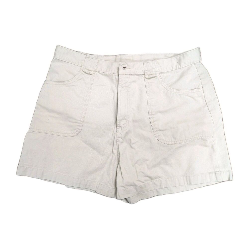 Vintage Bill Blass Cream Cotton 90s Mom Khaki High Waisted Shorts sz 16